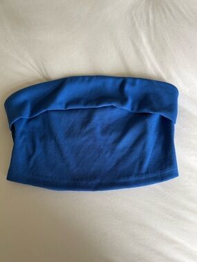 SHEIN Royal Blue Ribbed Strapless Bandeau